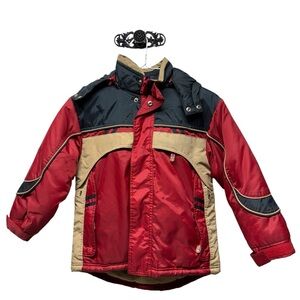 Vintage technical snowgear ski jacket color block red blue boys size 7